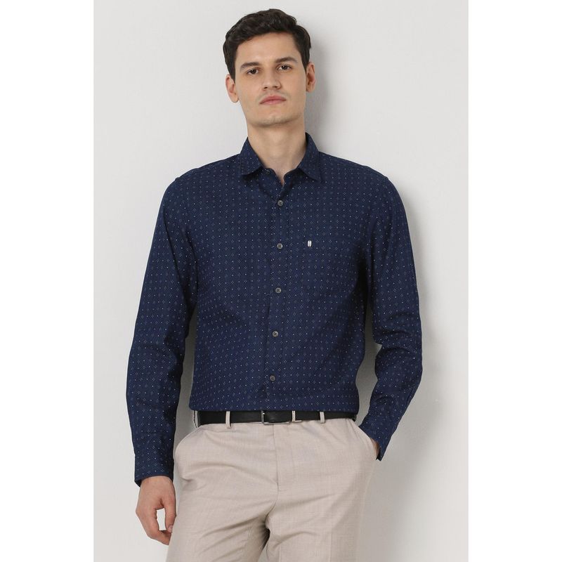 Peter England Men Navy Blue Slim Fit Print Shirt (38)
