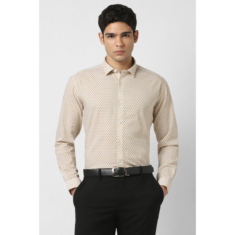 Van Heusen Men Yellow Slim Fit Print Full Sleeves Party Shirt (39)