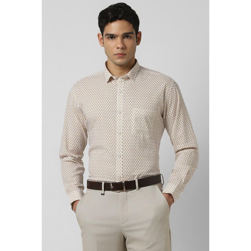 Van Heusen Men White Slim Fit Print Full Sleeves Party Shirt (39)