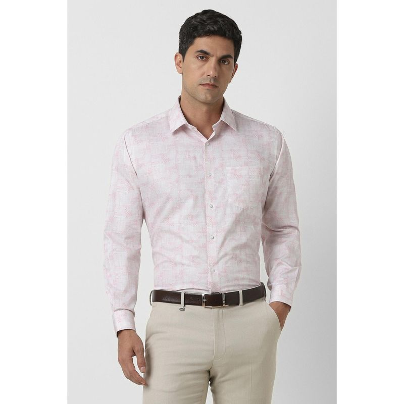 Van Heusen Men Pink Regular Fit Print Full Sleeves Wedding Shirt (39)