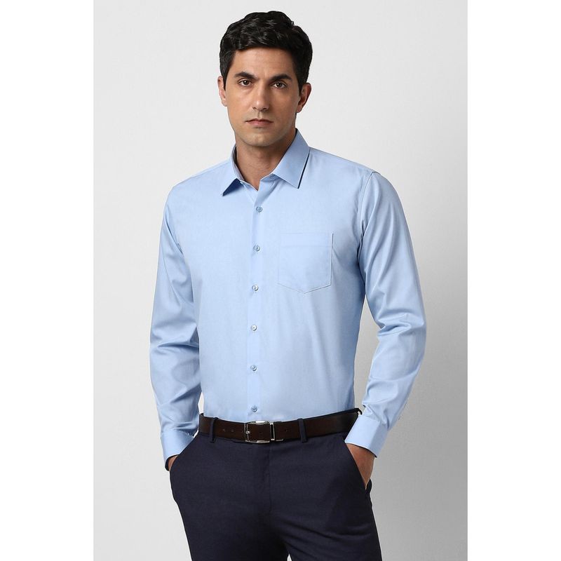 Van Heusen Men Light Blue Slim Fit Solid Full Sleeves Formal Shirt (46)