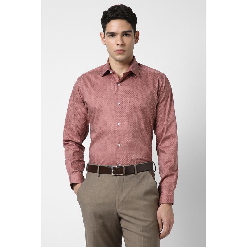 Van Heusen Men Pink Regular Fit Dots Full Sleeves Formal Shirt (39)