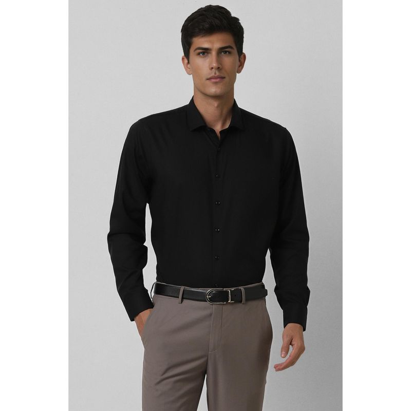 Van Heusen Men Black Slim Fit Solid Full Sleeves Formal Shirt (40)