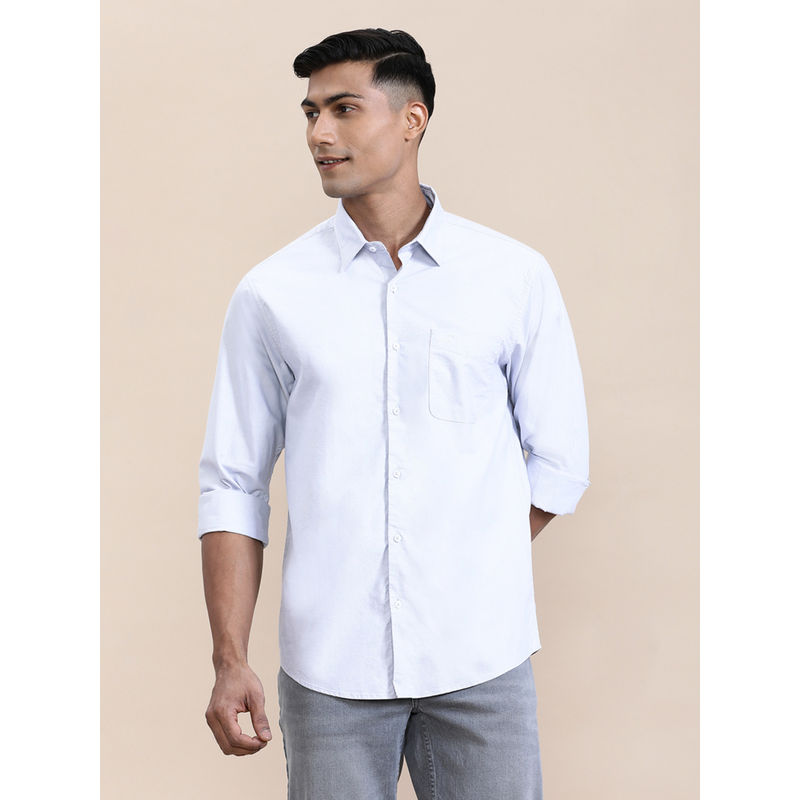 Crocodile Mens White Solid Collar Premium Perma-Finish Oxford Full Sleeve Casual Shirt (40)