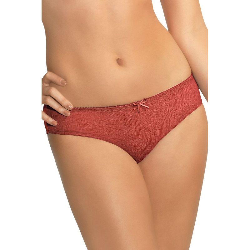 Amante Soft Lace Low-Rise Bikini Panty - Brick Red (S)