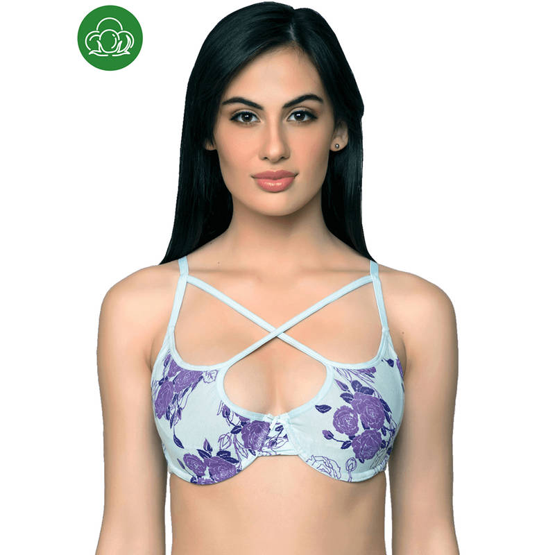Inner Sense Organic Cotton Antimicrobial Lightly Padded Underwired Cage Bra - Multi-Color (34B)