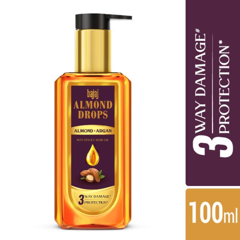 Bajaj Almond Drops Non Sticky Hair Oil With Almond Oil And Argan Oil