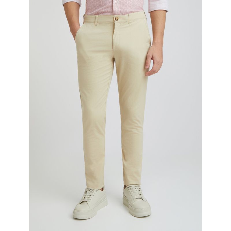 ColorPlus Super Slim Fit Solid Khaki Trouser (40)
