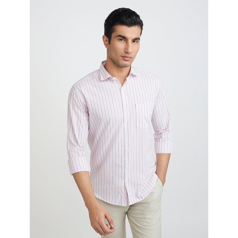 Park Avenue Purple Slim Fit Striped Shirt (S)