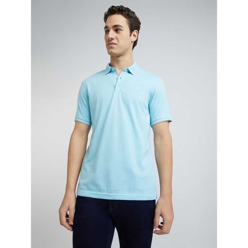 Park Avenue Slim Fit Solid Blue T-Shirt (39)