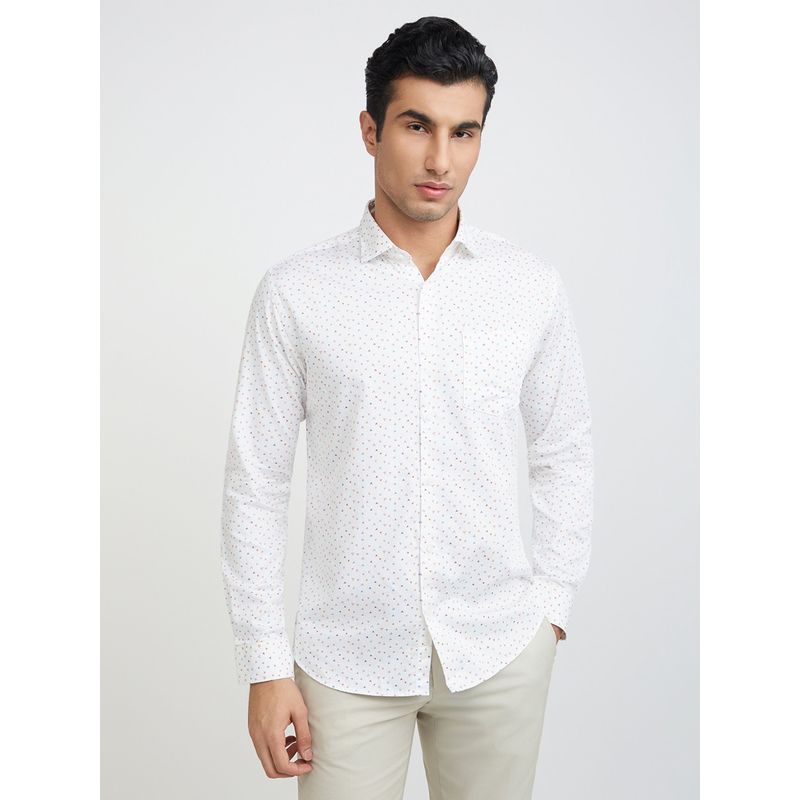 Park Avenue Slim Fit Printed White Casual Shirt (39)