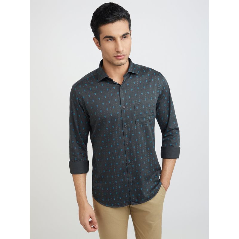 Park Avenue Slim Fit Printed Navy Blue Casual Shirt (39)