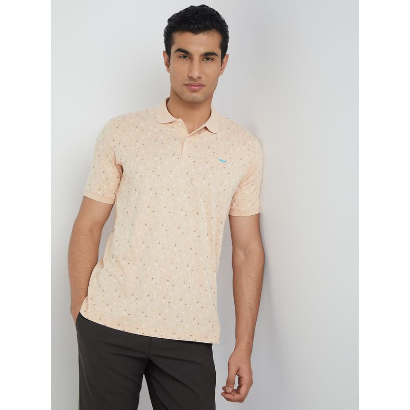 Park Avenue Slim Fit Printed Fawn Polo T-Shirt (M)