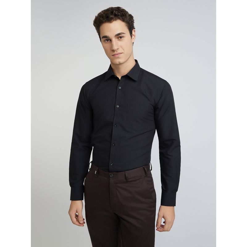 Park Avenue Slim Solid Black Formal Shirt (42)