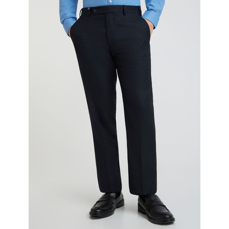 Park Avenue Regular Fit Solid Fancy Navy Blue Formal Trouser (32)