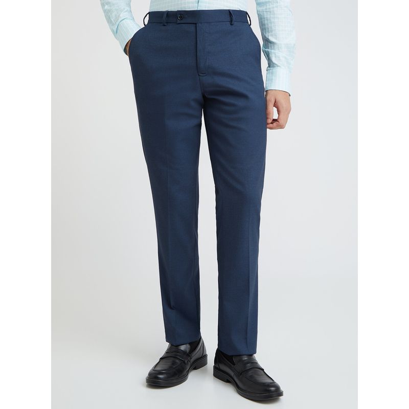 Park Avenue Regular Fit Solid Dark Blue Formal Trouser (32)