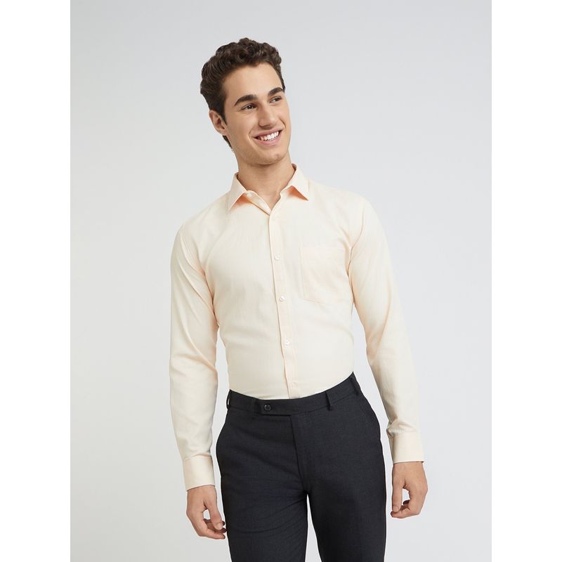 Park Avenue Men Slim Fit Blended Fabric Self Design Orange Formal Shirt (44)