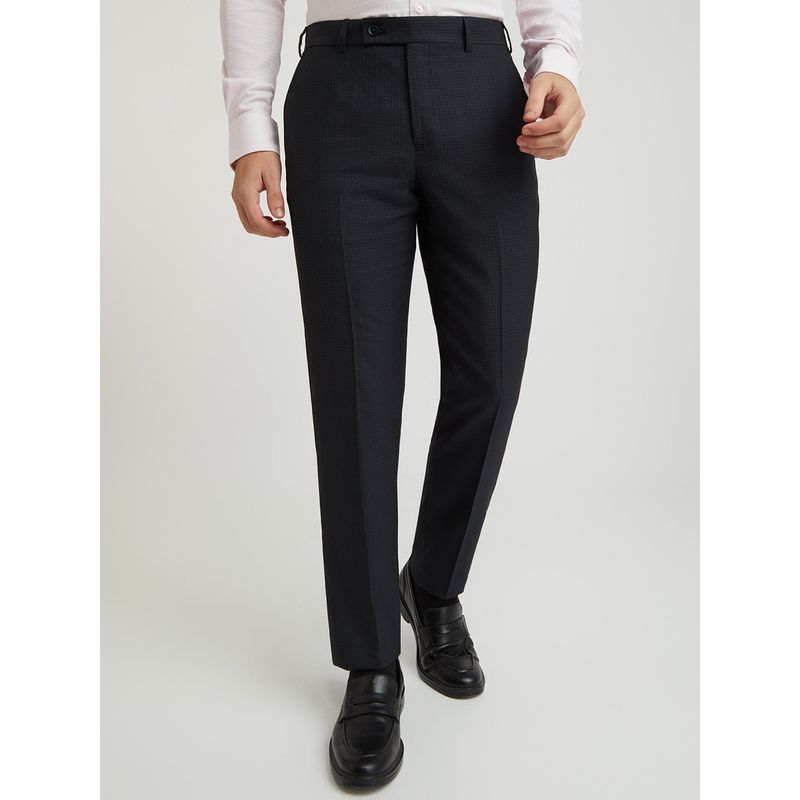 Park Avenue Regular Fit Checkered Black Formal Trouser (30)