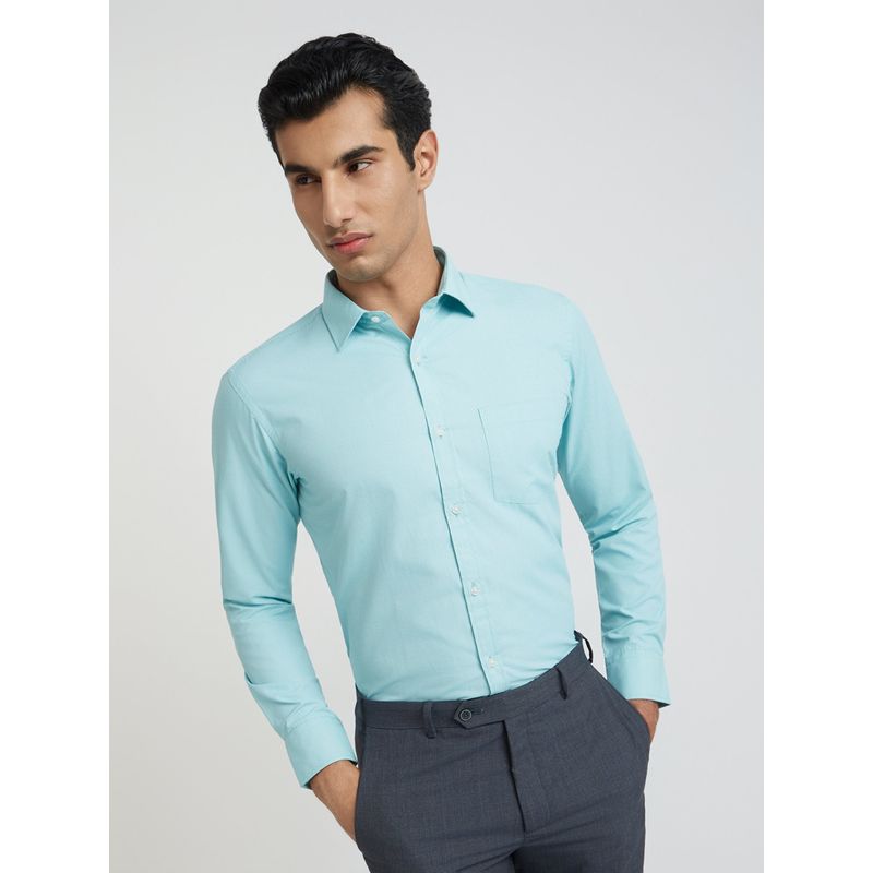 Park Avenue Slim Fit Formal Shirt Full Sleeves Collar Neck Textured Green (44)