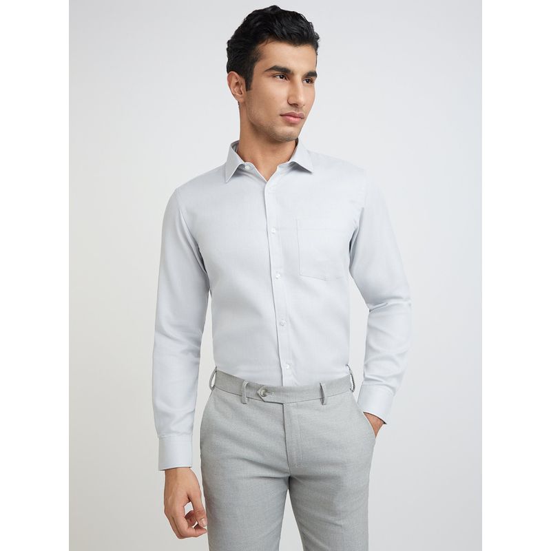 Park Avenue Slim Fit Solid Light Grey Formal Shirt (39)