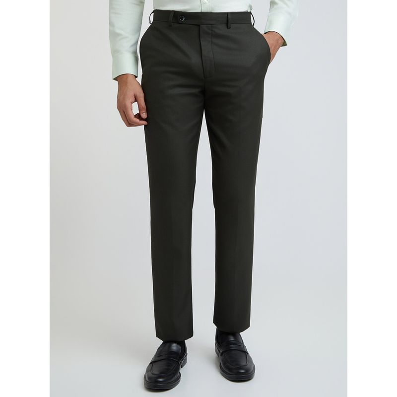Park Avenue Mens Regular Fit Solid Dark Grey Trouser (34)