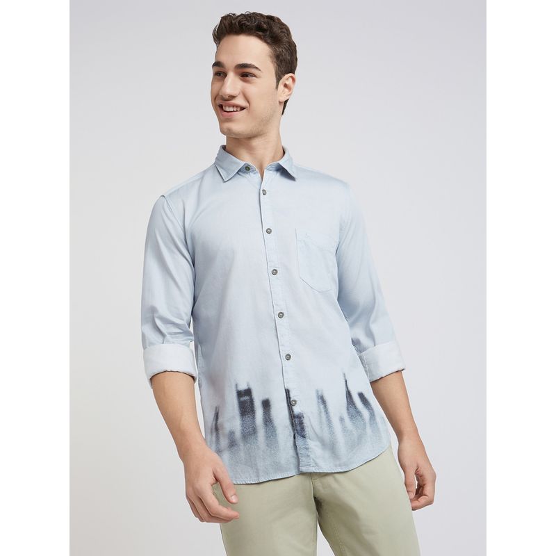 Parx Slim Fit Printed Grey Shirt (38)