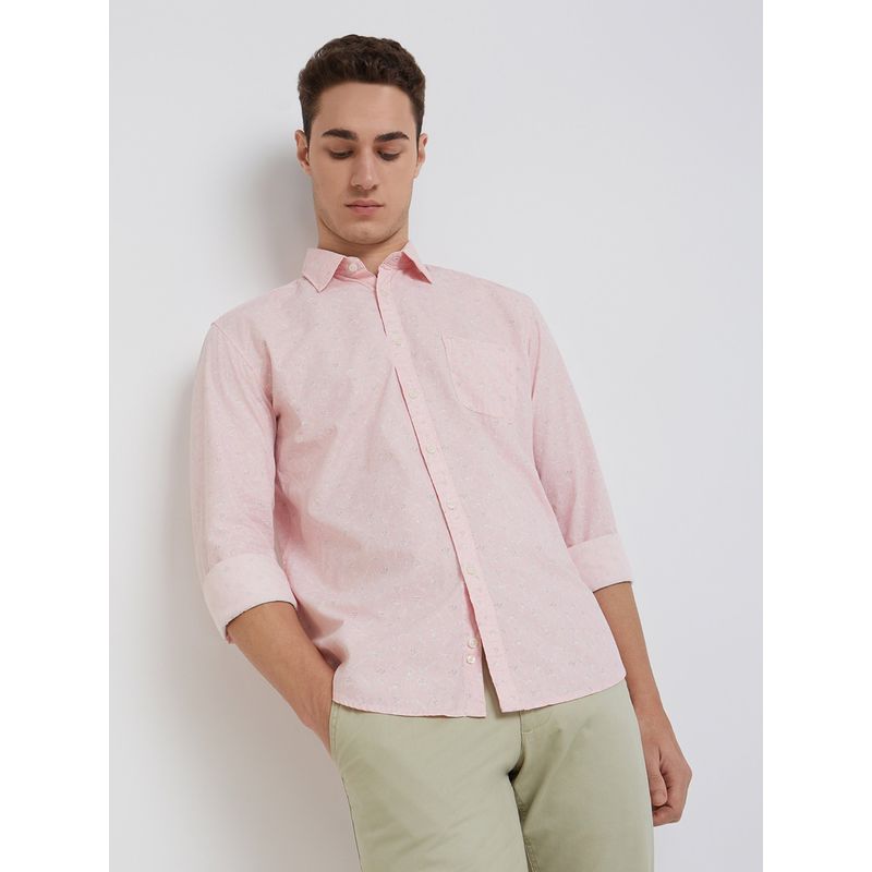 Parx Slim Fit Printed Light Pink Shirt (39)