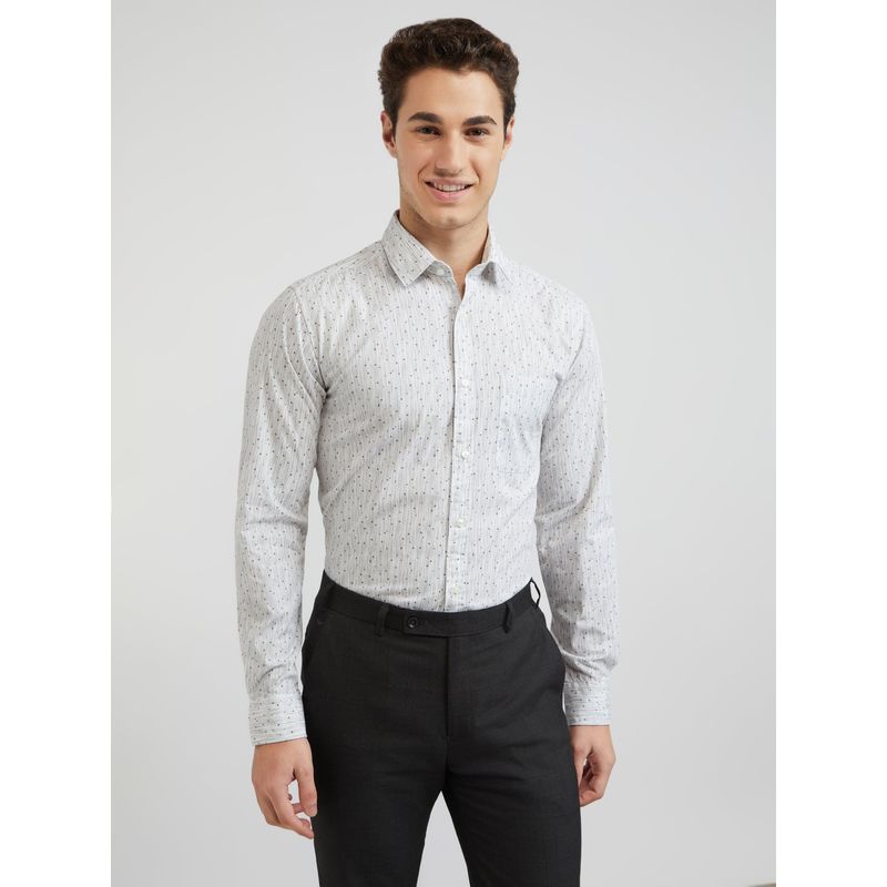 Raymond Grey Slim Fit Printed Shirt (XL)