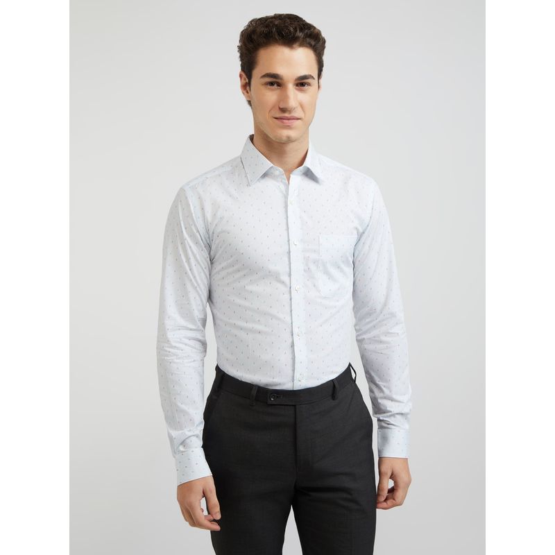 Raymond Blue Slim Fit Printed Shirt (S)