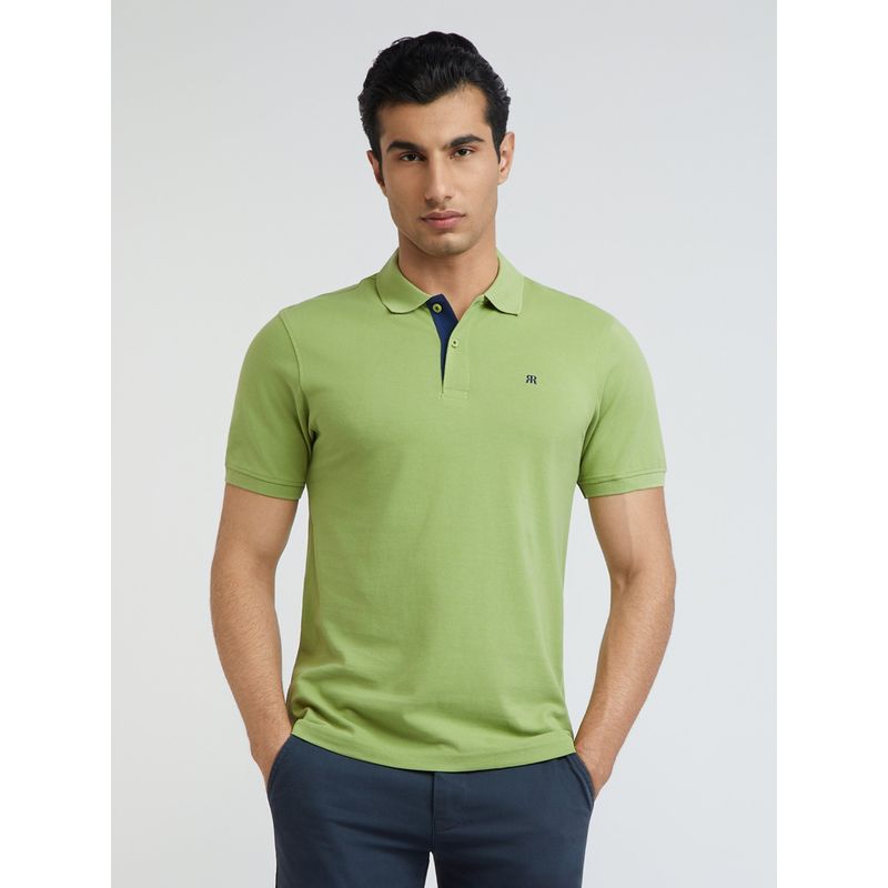 Raymond Regular Fit Solid Green Polo T-Shirt (S)