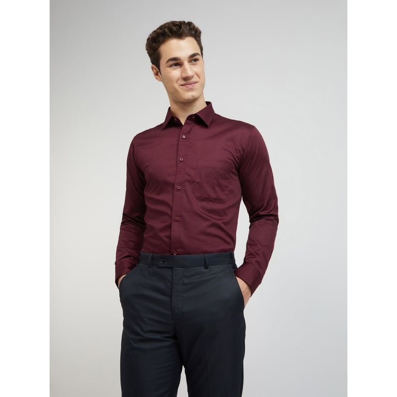 Raymond Solid-Plain Dark Maroon Formal Shirt (40)