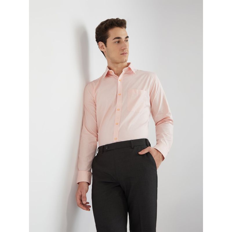 Raymond Slim Fit Self Design Medium Orange Shirt (44)