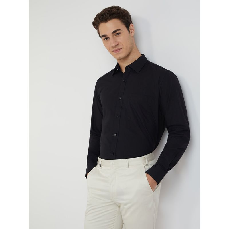 Raymond Regular Fit Self Design Black Shirt (39)