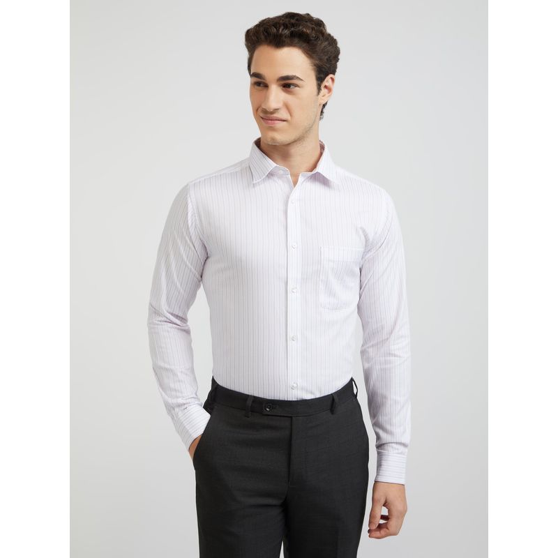 Raymond Slim Fit Striped White Formal Shirt (44)