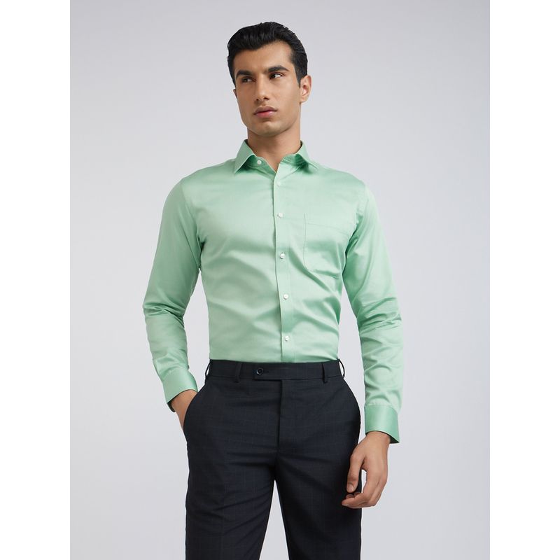 Raymond Slim Fit Solid Light Green Formal Shirt (46)