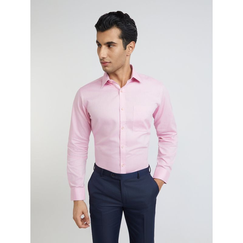 Raymond Slim Fit Self Design Medium Pink Shirt (39)