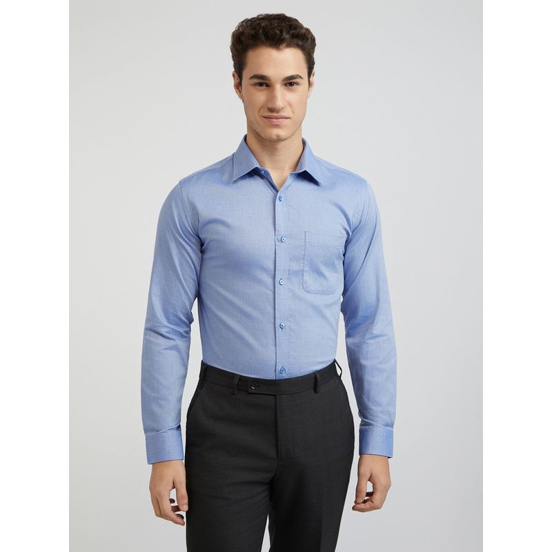 Raymond Slim Fit Solid Medium Blue Shirt (40)