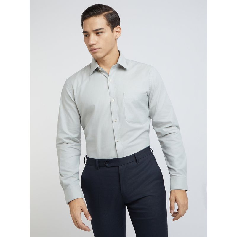 Raymond Regular Fit Self Design Medium Fawn Shirt (39)