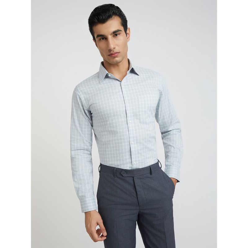 Raymond Slim Fit Checks Light Grey Shirt (39)