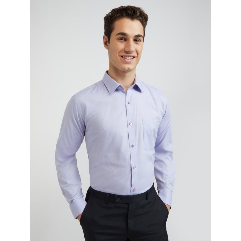 Raymond Men Slim Fit Cotton Self Design Blue Formal Shirt (44)