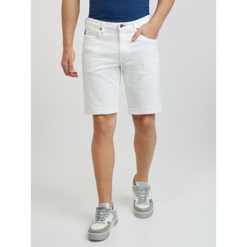Raymond Slim Fit Solid White Shorts (38)