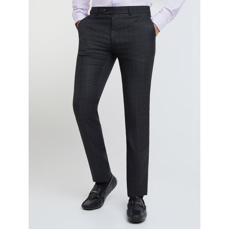 Raymond Slim Fit Checks Black Trouser (32)