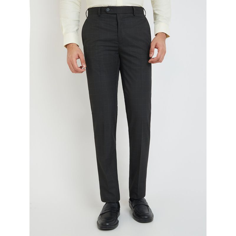 Raymond Comfortable Fit Checkered Grey Trouser (30)
