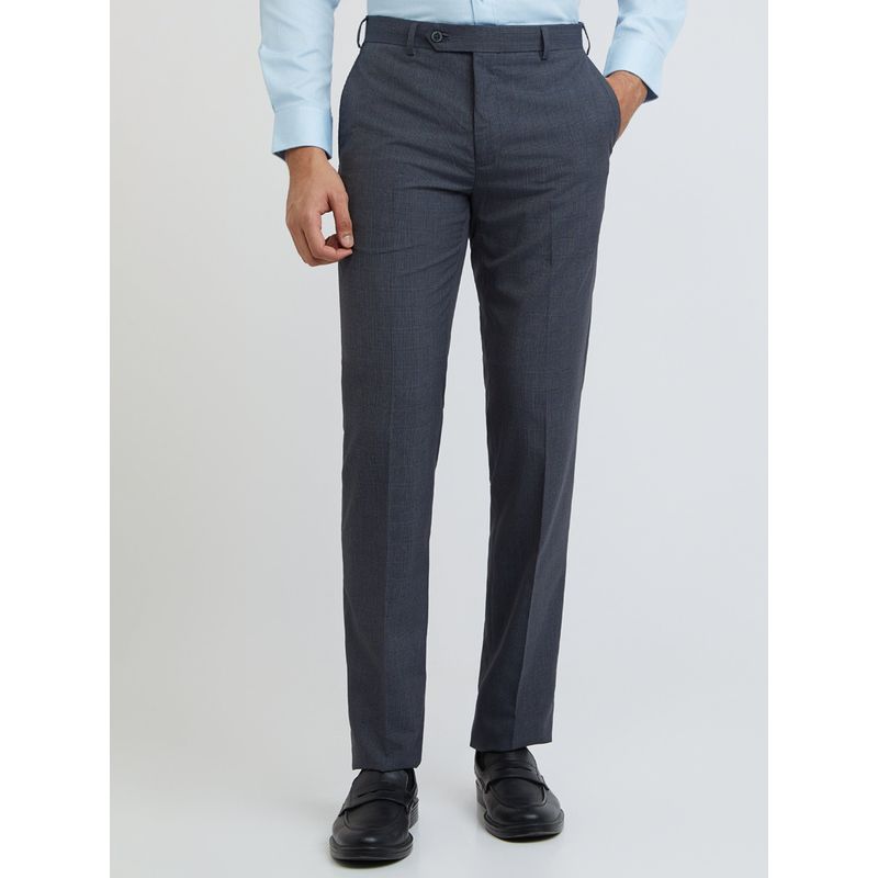 Raymond Comfortable Fit Checkered Blue Trouser (32)