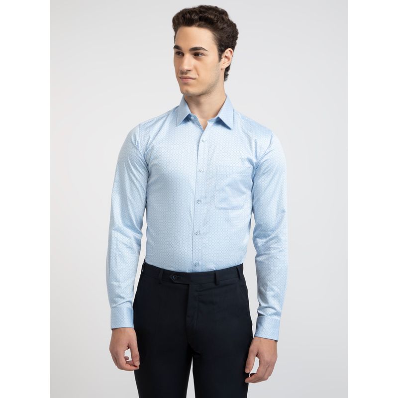 Raymond Slim Fit Formal Shirt Full Sleeves Collar Neck Printed Blue (40)