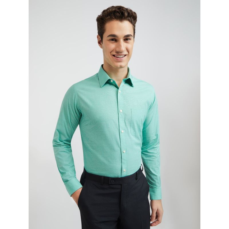 Raymond Slim Fit Formal Shirt Full Sleeves Collar Neck Solid Green (39)