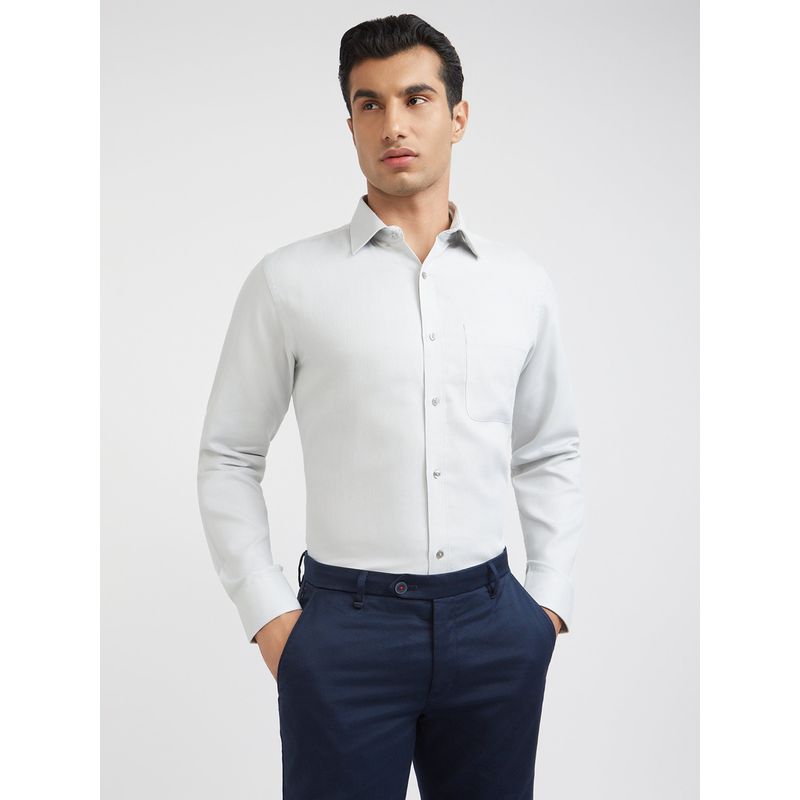 Raymond Slim Fit Self Design Medium Grey Formal Shirt (46)