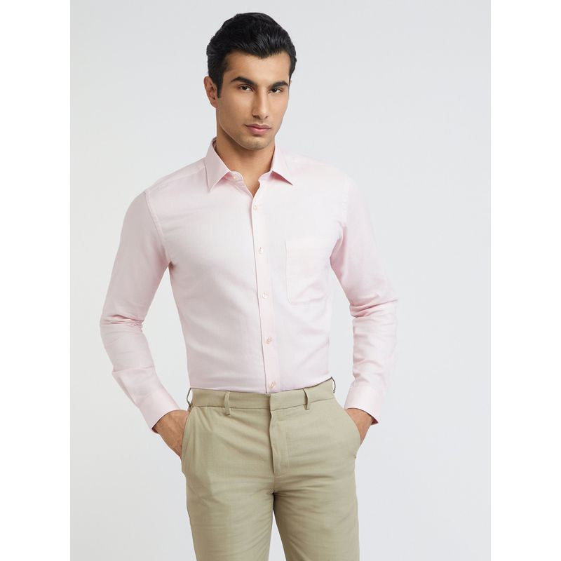 Raymond Slim Fit Self Design Medium Pink Formal Shirt (44)