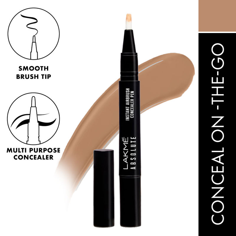 Lakme Absolute Instant Airbrush Concealer Pen, Medium to High Coverage - Beige