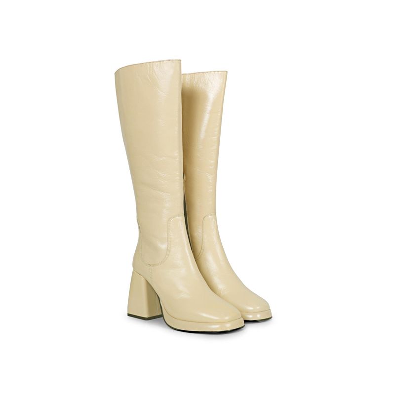 Saint G Women Beige Harrod Patent Leather Long Boots (EURO 40)